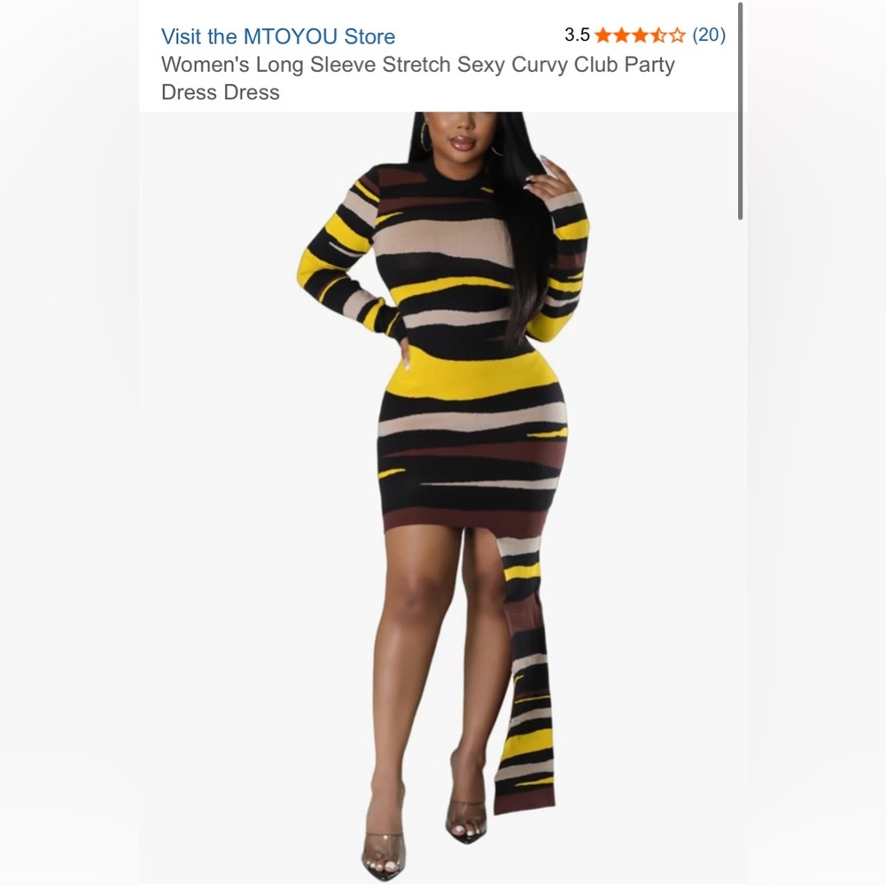 Mtoyou Asymmetrical Dress with Striking Stripes